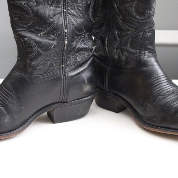 Heritage West VTG Black Western Cowboy Embroidered Leather Boots 5130 Size 8.5 - Picture 5 of 9
